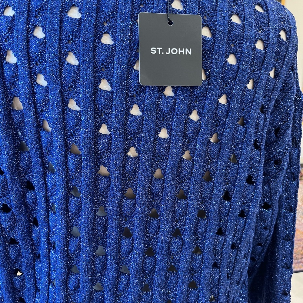 St. John Navy Textured Blouse New
